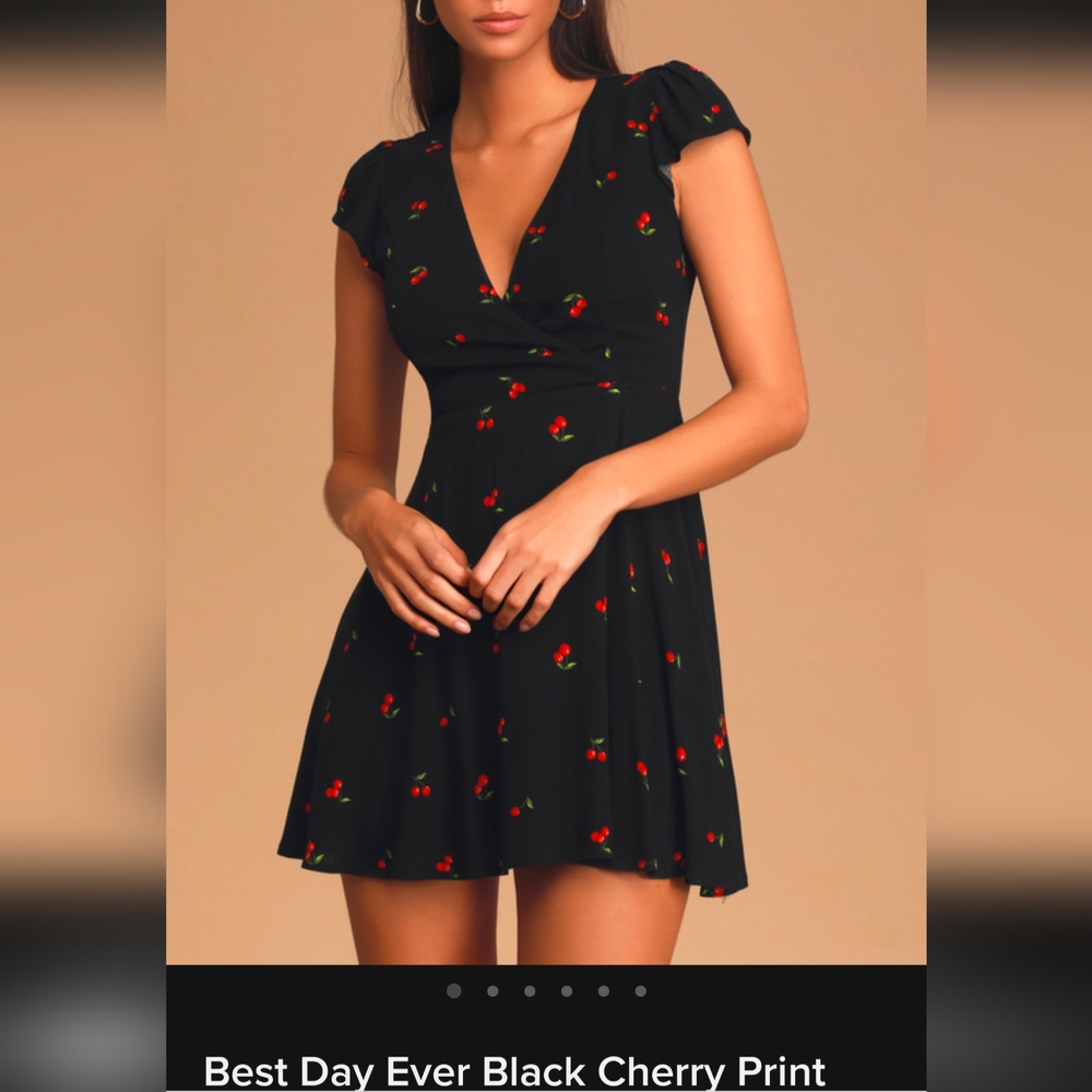 Lulu's best day ever black cherry print skater dress